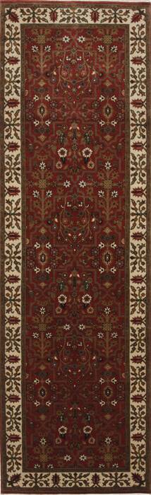 Sanandaj Brown Runner Hand Knotted 26 X 80  Area Rug 250-24641 Image 0