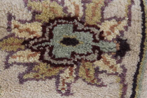 Tabriz Beige Runner Hand Knotted 27 X 81  Area Rug 250-24654 Image 10