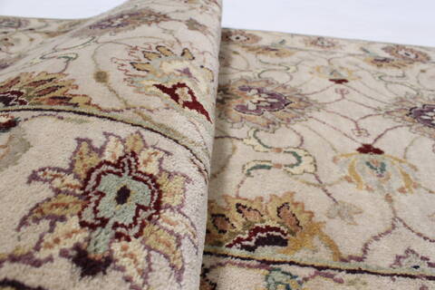 Tabriz Beige Runner Hand Knotted 27 X 81  Area Rug 250-24654 Image 11