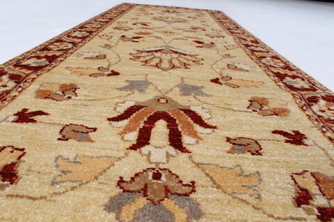 Pishavar Beige Runner Hand Knotted 25 X 610  Area Rug 250-24686 Image 1