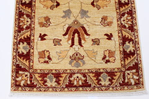 Pishavar Beige Runner Hand Knotted 25 X 610  Area Rug 250-24686 Image 4