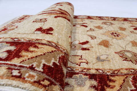 Pishavar Beige Runner Hand Knotted 25 X 610  Area Rug 250-24686 Image 9