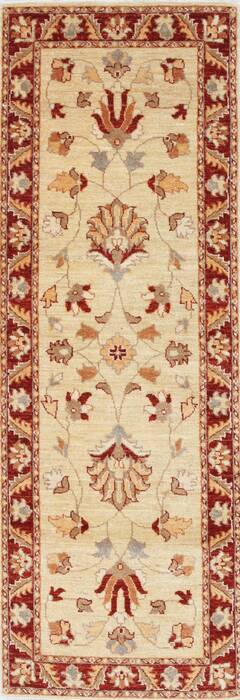 Pishavar Beige Runner Hand Knotted 25 X 610  Area Rug 250-24686 Image 0