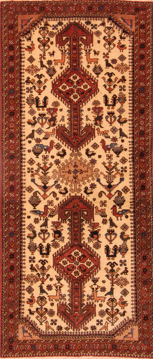 Abadeh Beige Runner Hand Knotted 28 X 65  Area Rug 100-24713 Image 0
