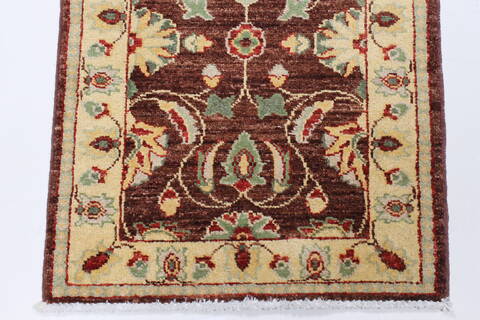 Chobi Brown Runner Hand Knotted 20 X 52  Area Rug 250-24820 Image 4