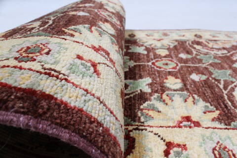 Chobi Brown Runner Hand Knotted 20 X 52  Area Rug 250-24820 Image 9