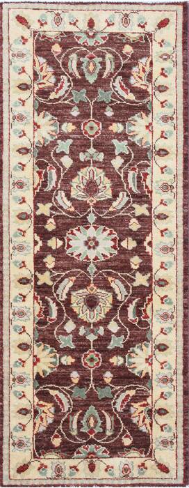 Chobi Brown Runner Hand Knotted 20 X 52  Area Rug 250-24820 Image 0