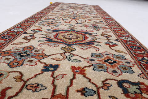 Mahal Beige Runner Hand Knotted 20 X 511  Area Rug 250-24826 Image 2