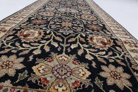 Haji Jalili Black Runner Hand Knotted 26 X 68  Area Rug 250-24851 Image 1