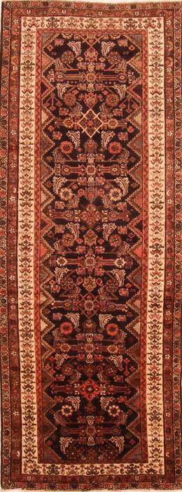 Malayer Black Runner Hand Knotted 38 X 99  Area Rug 100-24916 Image 0