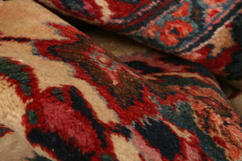 Mashad Beige Hand Knotted 103 X 139  Area Rug 100-25145 Image 1