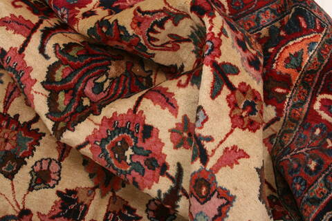 Mashad Beige Hand Knotted 103 X 139  Area Rug 100-25145 Image 2