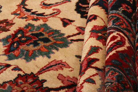 Mashad Beige Hand Knotted 103 X 139  Area Rug 100-25145 Image 3