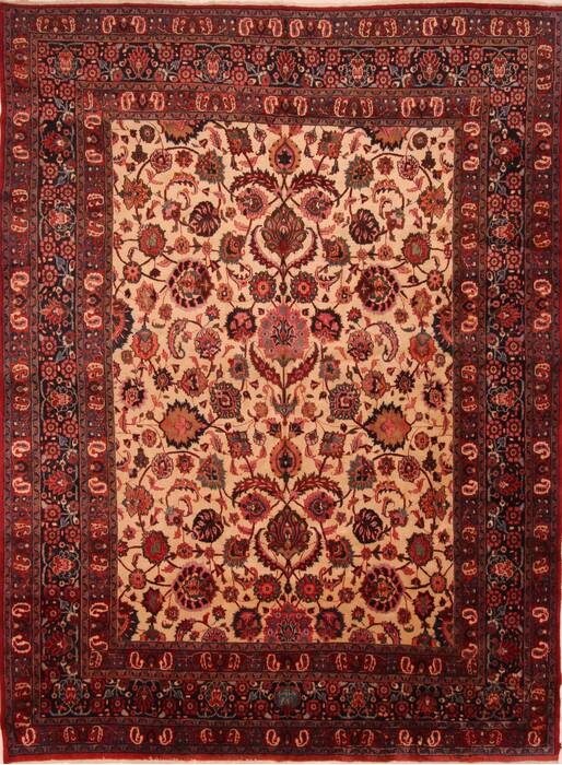 Mashad Beige Hand Knotted 103 X 139  Area Rug 100-25145 Image 0