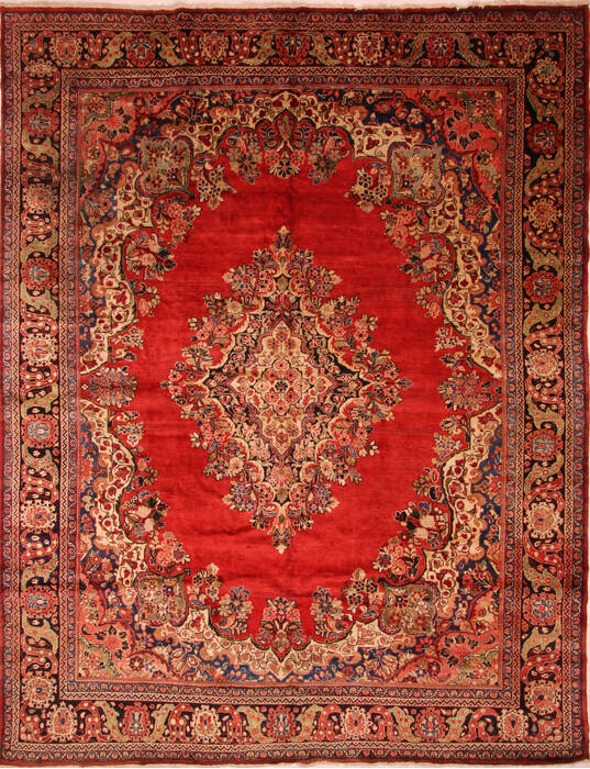 Mahal Red Hand Knotted 111 X 141  Area Rug 100-25151 Image 0