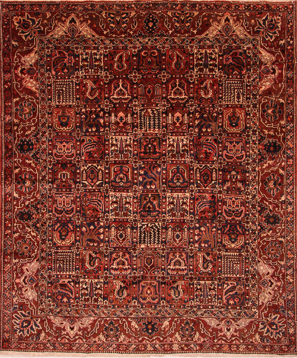 Bakhtiar Red Hand Knotted 105 X 124  Area Rug 100-25158 Image 0