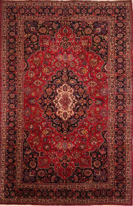 Mashad Red Hand Knotted 116 X 165  Area Rug 100-25161 Image 0