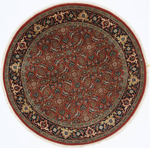 Herati Green Round Hand Knotted 40 X 40  Area Rug 250-25214 Image 0