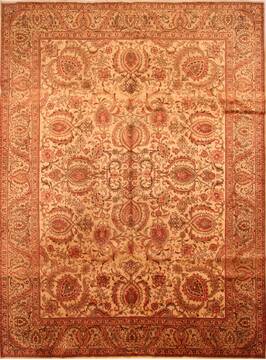 Persian Tabriz Brown Rectangle 9x13 ft Wool Carpet 25226