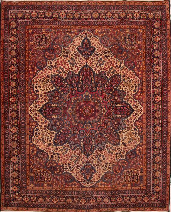 Kerman Red Hand Knotted 112 X 141  Area Rug 100-25246 Image 0