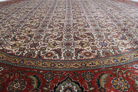 Herati Beige Round Hand Knotted 80 X 80  Area Rug 250-25288 Image 2