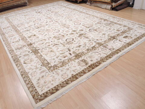 Kashan White Hand Knotted 100 X 145  Area Rug 100-25296 Image 7