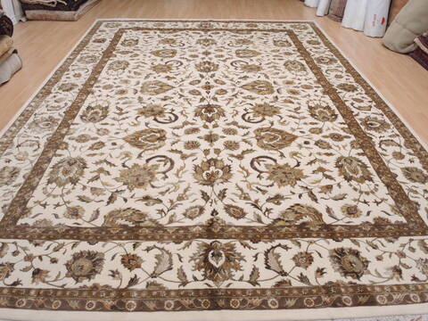 Kashan White Hand Knotted 100 X 145  Area Rug 100-25296 Image 8