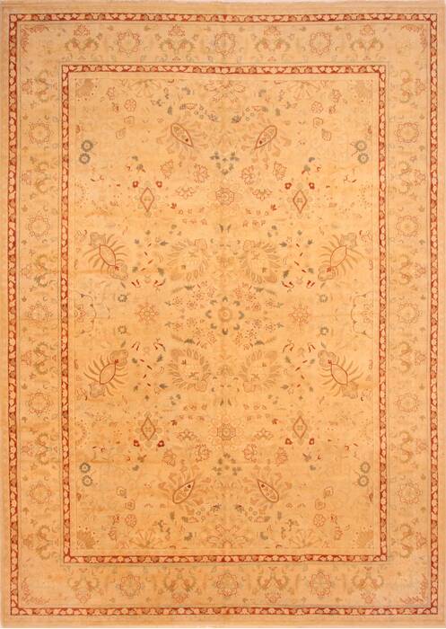Agra Beige Hand Knotted 103 X 143  Area Rug 100-25304 Image 0