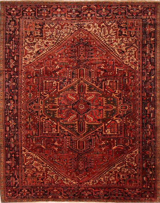 Heriz Red Hand Knotted 109 X 134  Area Rug 100-25443 Image 0