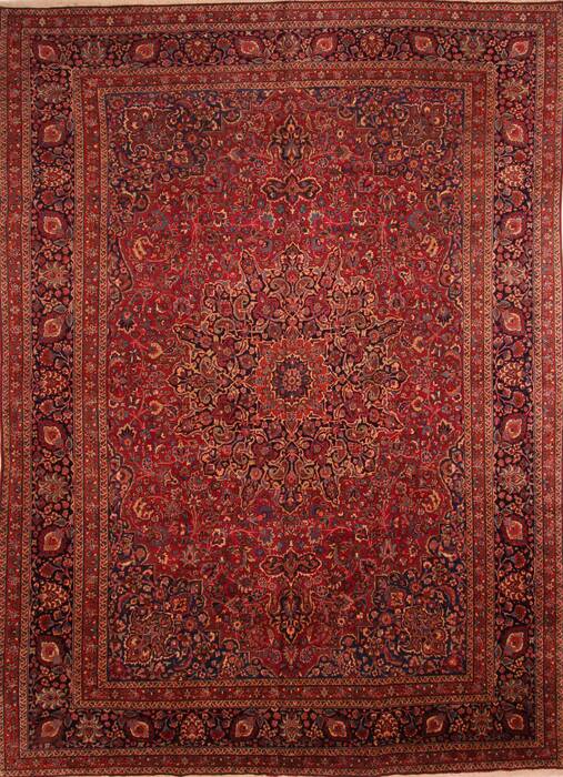 Mashad Red Hand Knotted 116 X 159  Area Rug 100-25514 Image 0