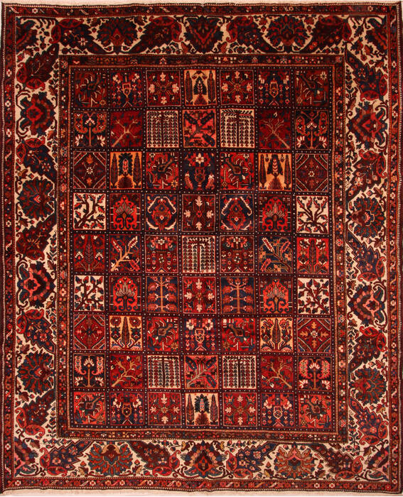 Bakhtiar Red Hand Knotted 120 X 151  Area Rug 100-25601 Image 0