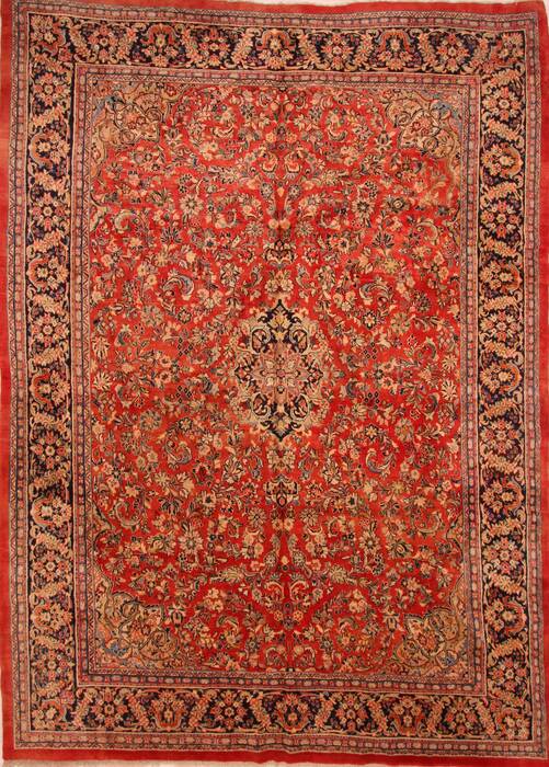 Kashan Red Hand Knotted 111 X 155  Area Rug 100-25627 Image 0