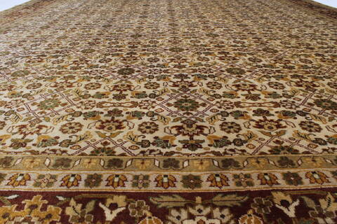 Indo-Persian Beige Hand Knotted 811 X 111  Area Rug 250-25668 Image 2