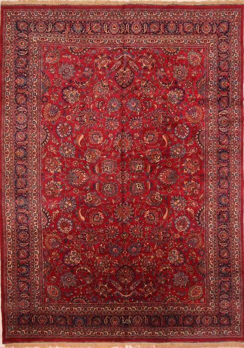 Mashad Red Hand Knotted 107 X 1411  Area Rug 100-25681 Image 0