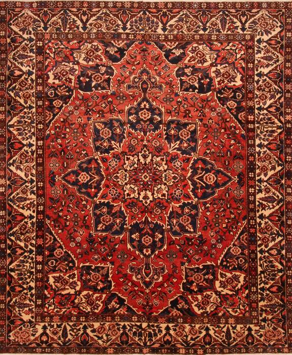 Bakhtiar Red Hand Knotted 104 X 126  Area Rug 100-25726 Image 0