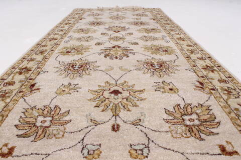 Kashan Beige Runner Hand Knotted 27 X 60  Area Rug 250-25774 Image 1