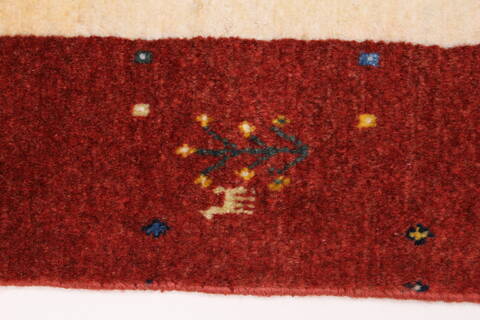 Gabbeh Beige Runner Hand Knotted 26 X 65  Area Rug 250-25800 Image 2
