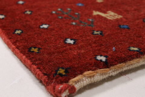 Gabbeh Beige Runner Hand Knotted 26 X 65  Area Rug 250-25800 Image 4