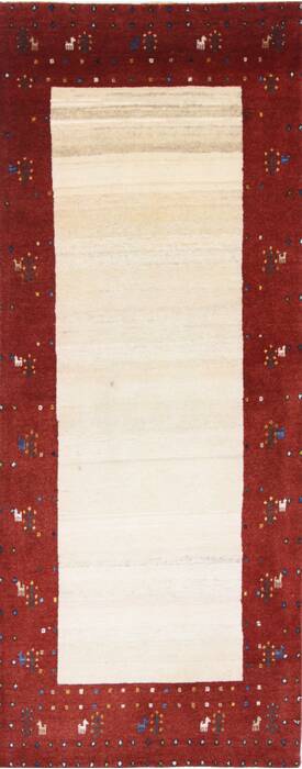 Gabbeh Beige Runner Hand Knotted 26 X 65  Area Rug 250-25800 Image 0