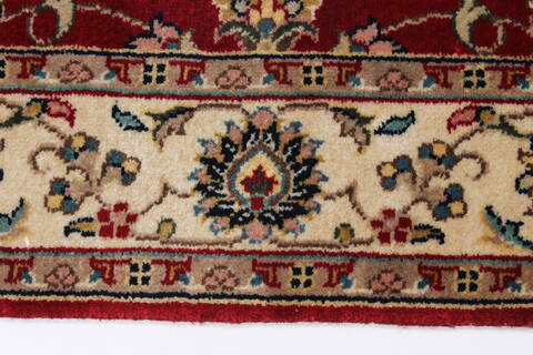 Kashan Beige Runner Hand Knotted 26 X 61  Area Rug 250-25906 Image 1