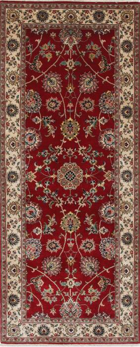Kashan Beige Runner Hand Knotted 26 X 61  Area Rug 250-25906 Image 0