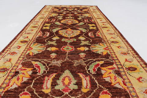 Pishavar Beige Runner Hand Knotted 21 X 50  Area Rug 250-26018 Image 1