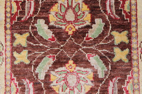 Pishavar Beige Runner Hand Knotted 21 X 50  Area Rug 250-26018 Image 3