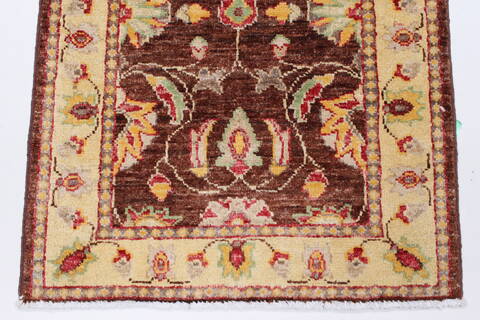 Pishavar Beige Runner Hand Knotted 21 X 50  Area Rug 250-26018 Image 4