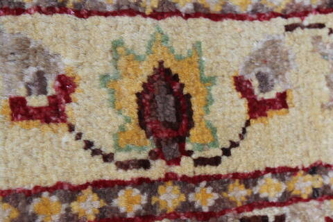 Pishavar Beige Runner Hand Knotted 21 X 50  Area Rug 250-26018 Image 6