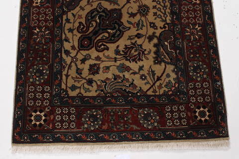Tabriz Beige Runner Hand Knotted 26 X 61  Area Rug 250-26054 Image 5