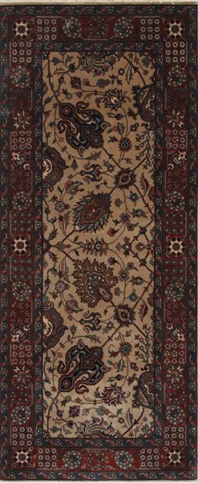 Tabriz Beige Runner Hand Knotted 26 X 61  Area Rug 250-26054 Image 0