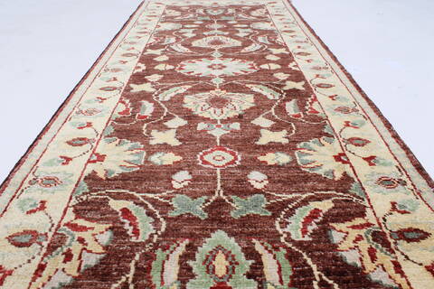Pishavar Beige Runner Hand Knotted 22 X 55  Area Rug 250-26065 Image 1