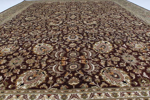 Tabriz Beige Hand Knotted 90 X 1110  Area Rug 250-26075 Image 2