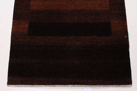 Gabbeh Brown Runner Hand Knotted 28 X 61  Area Rug 250-26173 Image 5